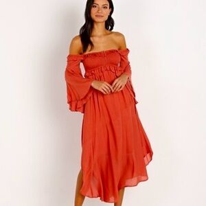 Women’s Spell & The Gypsy Colllective Florence Midi Dress XL Burnt Red NWT $200
